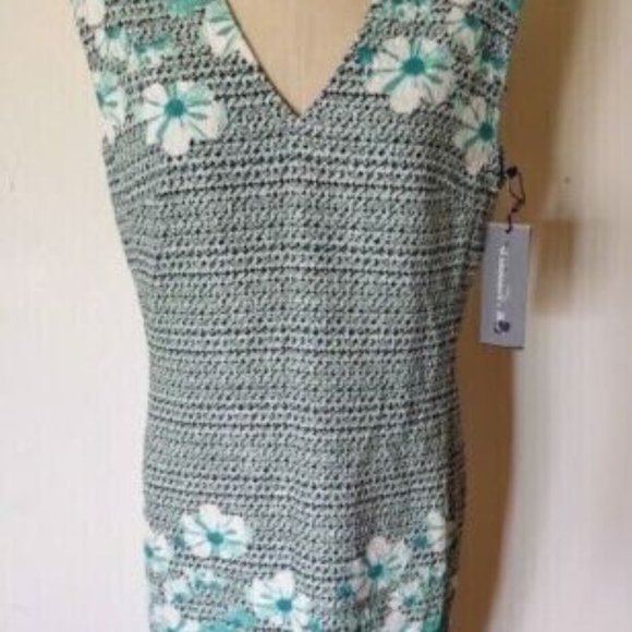 NEW KARL LAGERFELD Size 10 Green Black Hawaiian Tropical Print Sundress - Picture 3 of 7